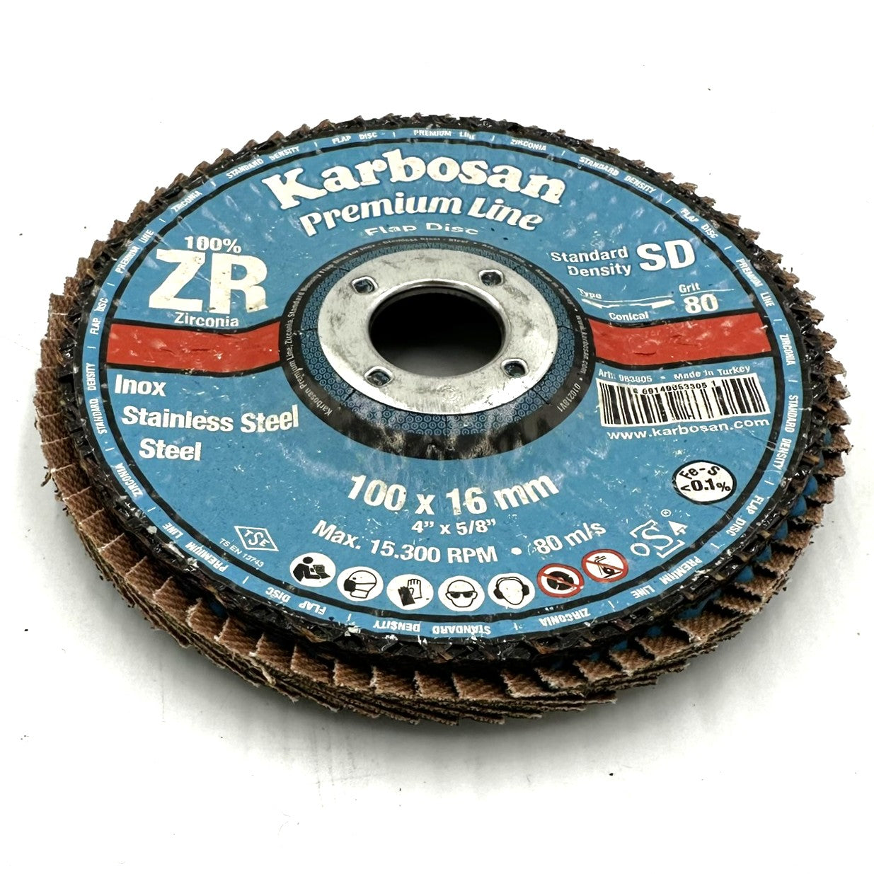 Karbosan 80G Flap Disc 100x16mm Zirconia