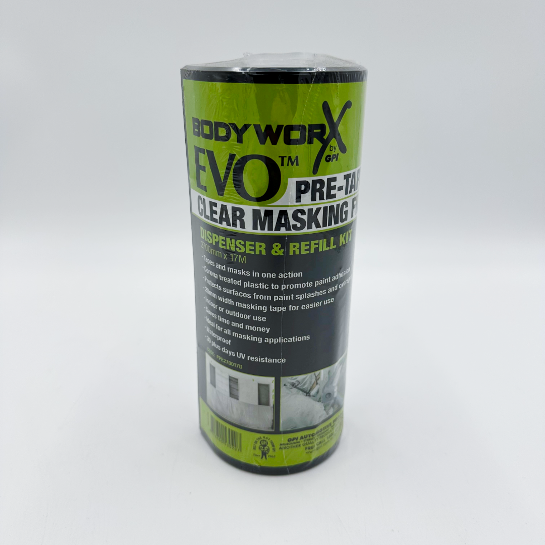 Body Worx Evo Pre-Taped Clear Masking Film with Dispenser