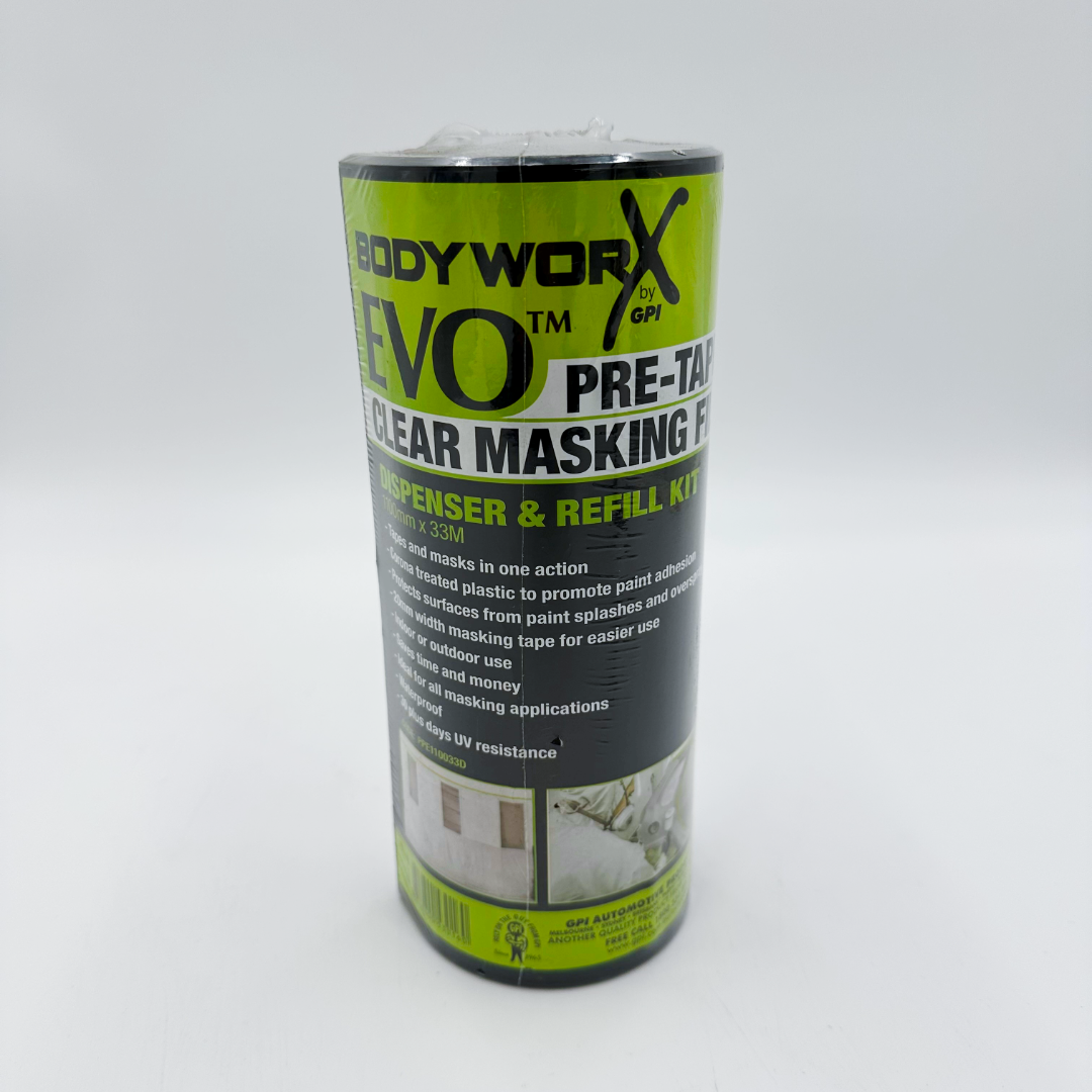Body Worx Evo Pre-Taped Clear Masking Film with Dispenser