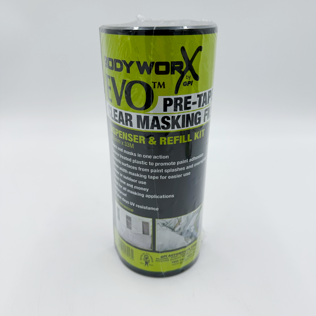 Body Worx Evo Pre-Taped Clear Masking Film with Dispenser