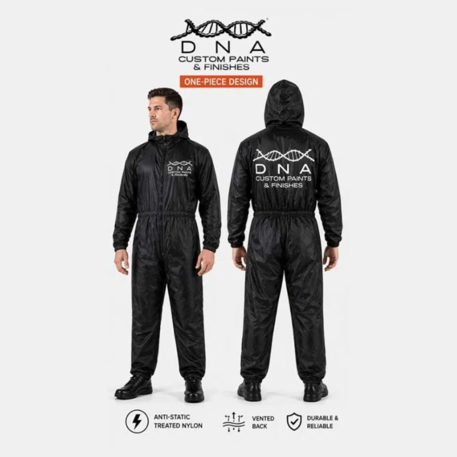 DNA Black Nylon Spray Suit with Hood